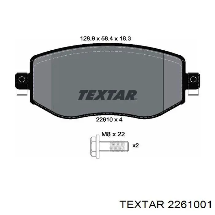 2261001 Textar Передні гальмівні колодки