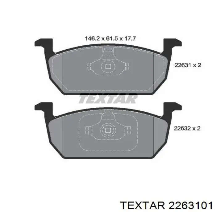 2263101 Textar Передні гальмівні колодки