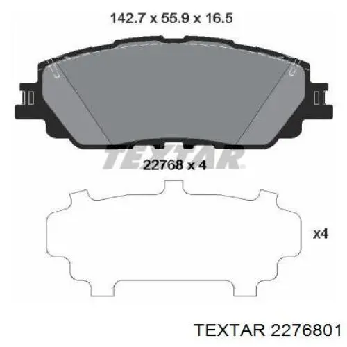 Колодки гальмівні передні, дискові 2276801 Textar