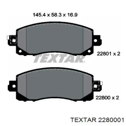 Купити 2280001 Textar Колодки гальмівні передні, дискові