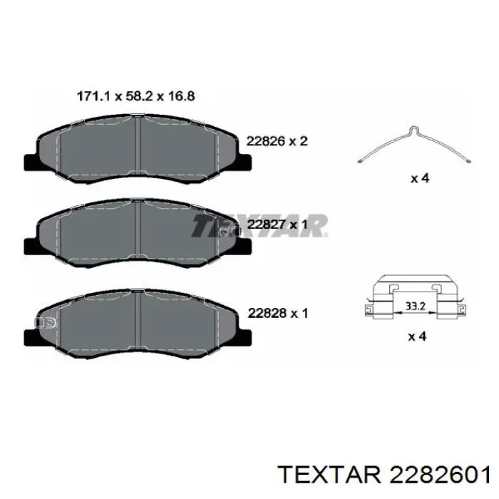 Гальмівні колодки Textar 2282601 ціна, від 63.93 USD