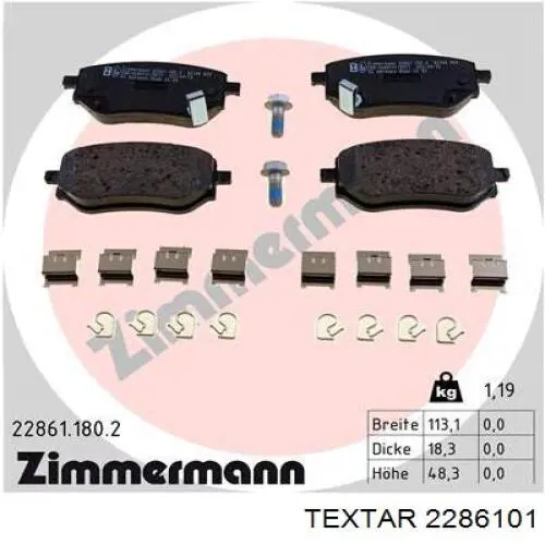 Купити 2286101 Textar Задні колодки