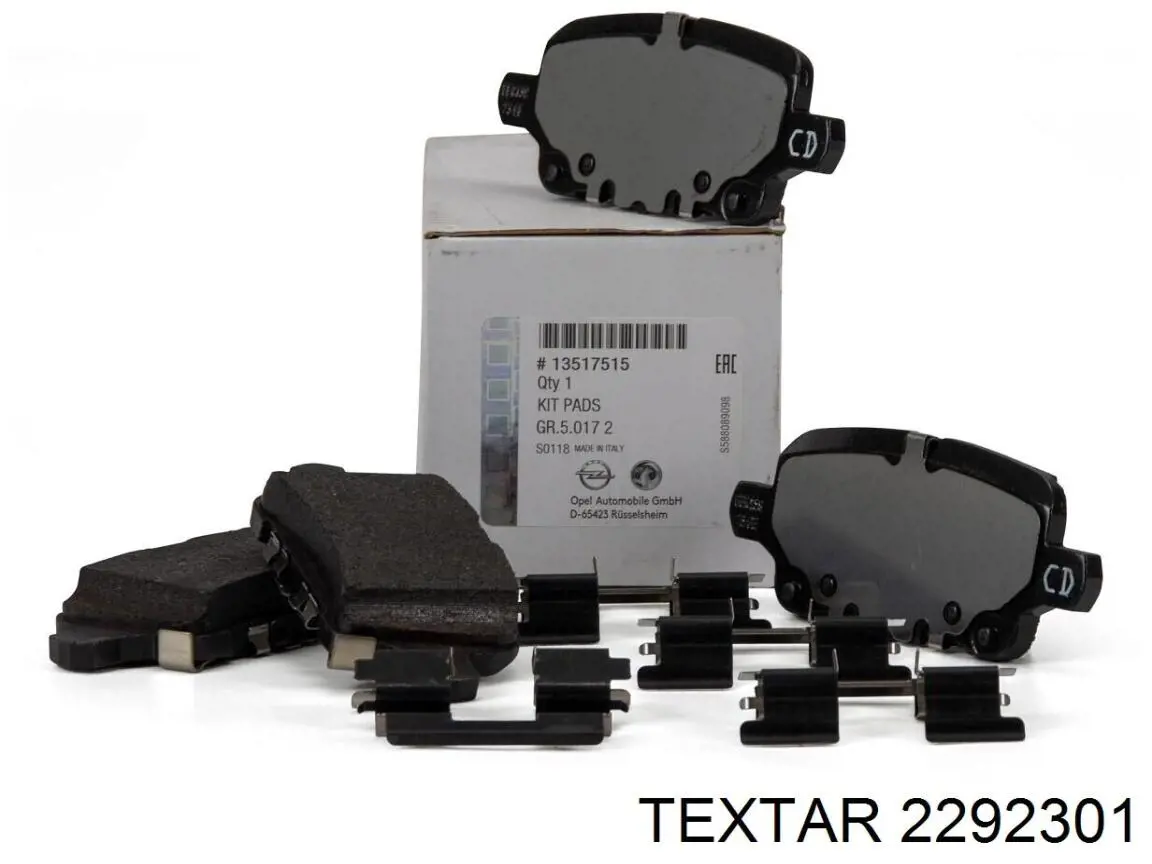 2292301 Textar Колодки гальмівні задні, дискові
