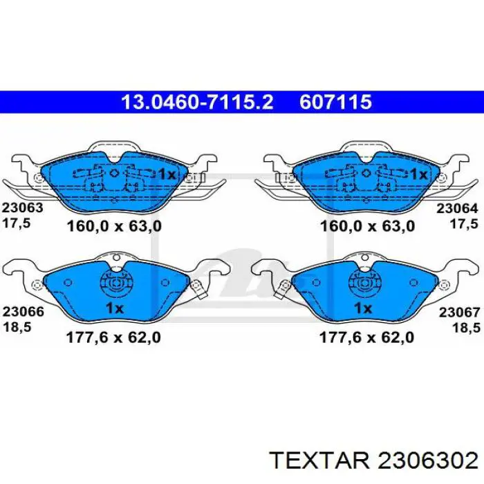 Передні тормозні колодки 2306302 Textar