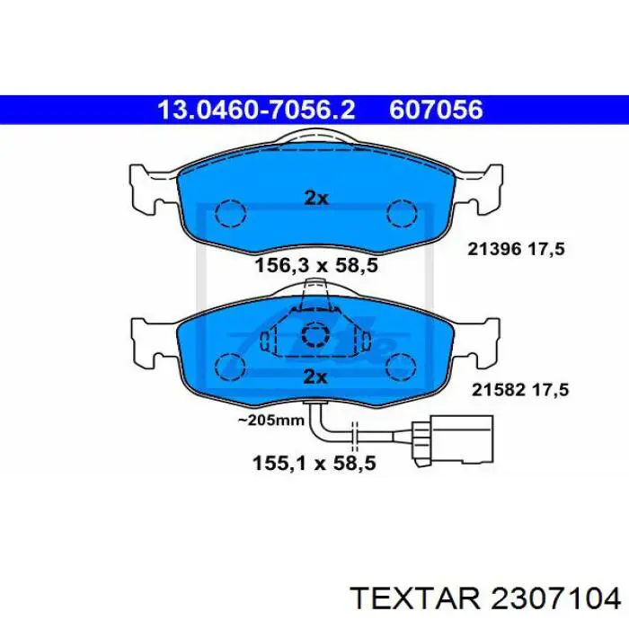 Колодки гальмівні передні, дискові 2307104 Textar