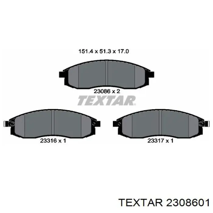 2308601 Textar колодки гальмівні передні, дискові