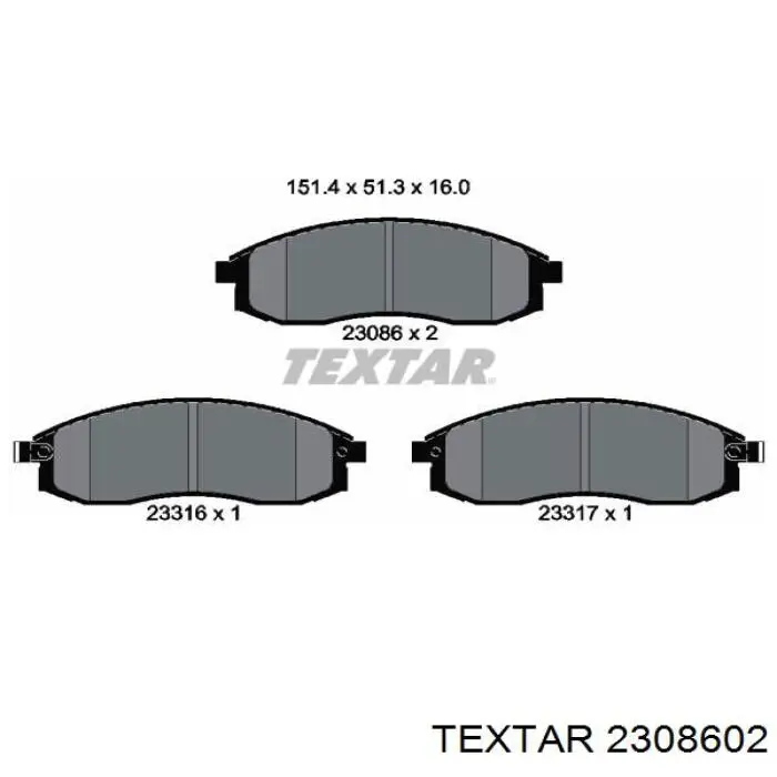 Колодки гальмівні передні, дискові 2308602 Textar