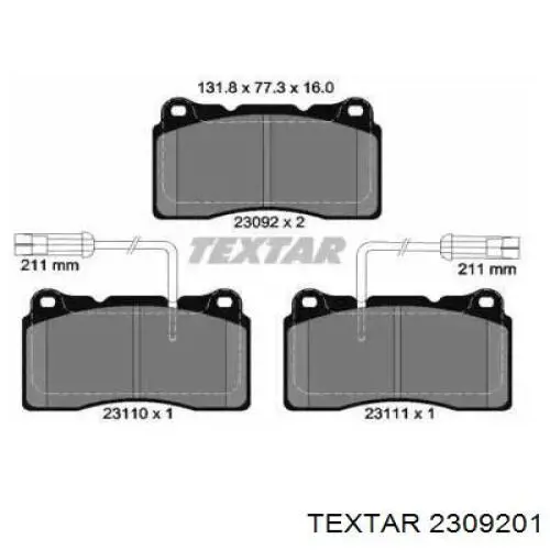 Гальмівні колодки Textar 2309201 ціна, від 29.51 USD