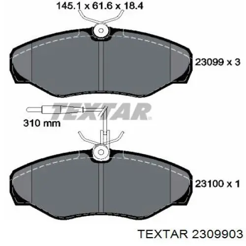 Колодки гальмівні передні, дискові 2309903 Textar