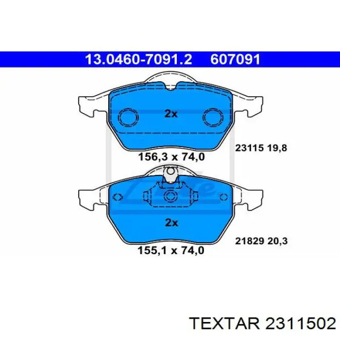 Гальмівні колодки Textar 2311502 ціна, від 21.58 USD