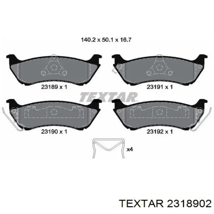 2318902 Textar Колодки гальмівні задні, дискові
