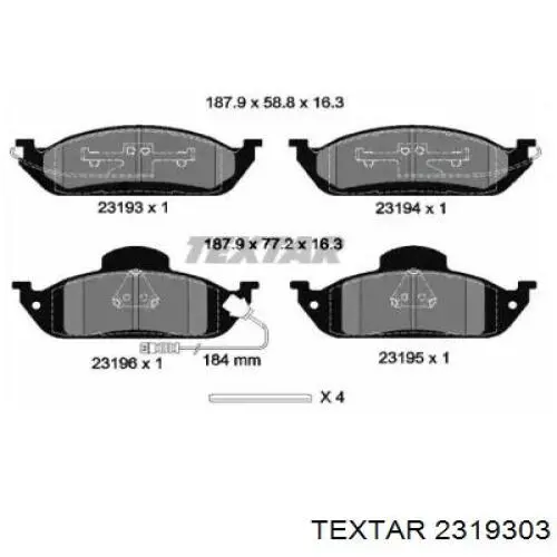 Тормозні колодки Textar 2319303