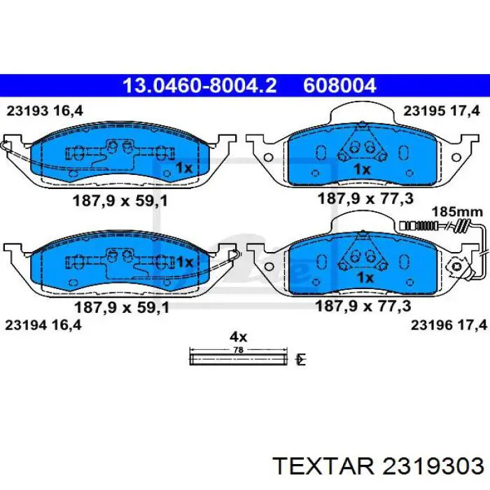 Гальмівні колодки Textar 2319303 ціна, від 26.04 USD