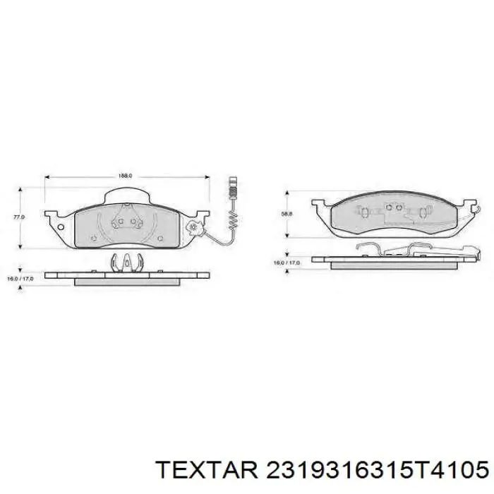 Передні тормозні колодки 2319316315T4105 Textar