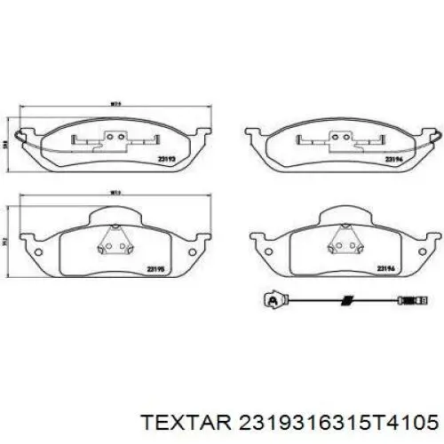 2319316315T4105 Textar Передні гальмівні колодки