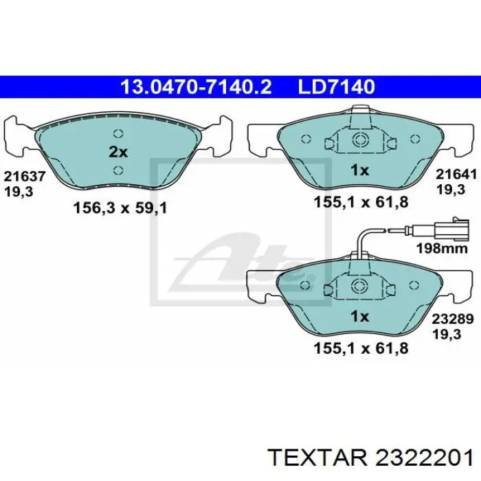 Колодки гальмівні передні, дискові 2322201 Textar