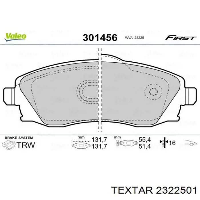 Гальмівні колодки Textar 2322501 ціна, від 16.78 USD