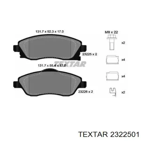 Гальмівні колодки Textar 2322501 ціна, від 16.78 USD
