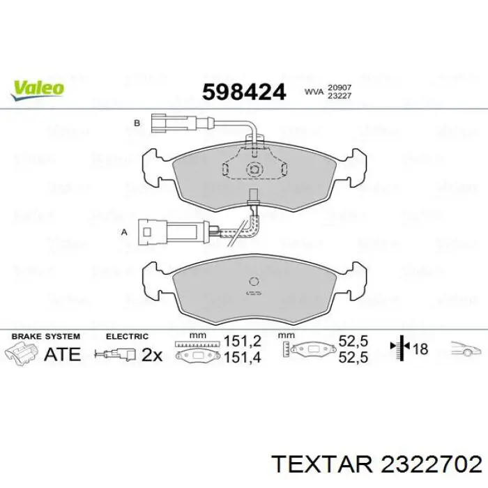 Гальмівні колодки Textar 2322702 ціна, від 19.03 USD