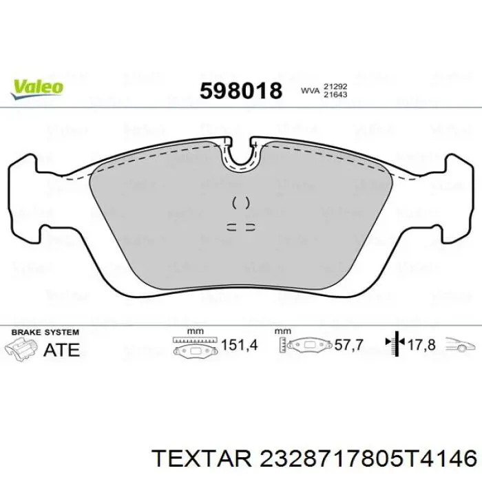 Колодки гальмівні передні, дискові 2328717805T4146 Textar