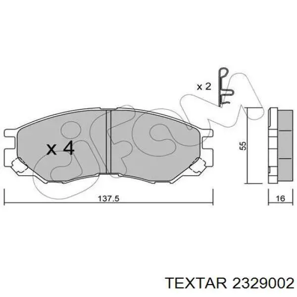 Гальмівні колодки Textar 2329002 ціна, від 19.00 USD