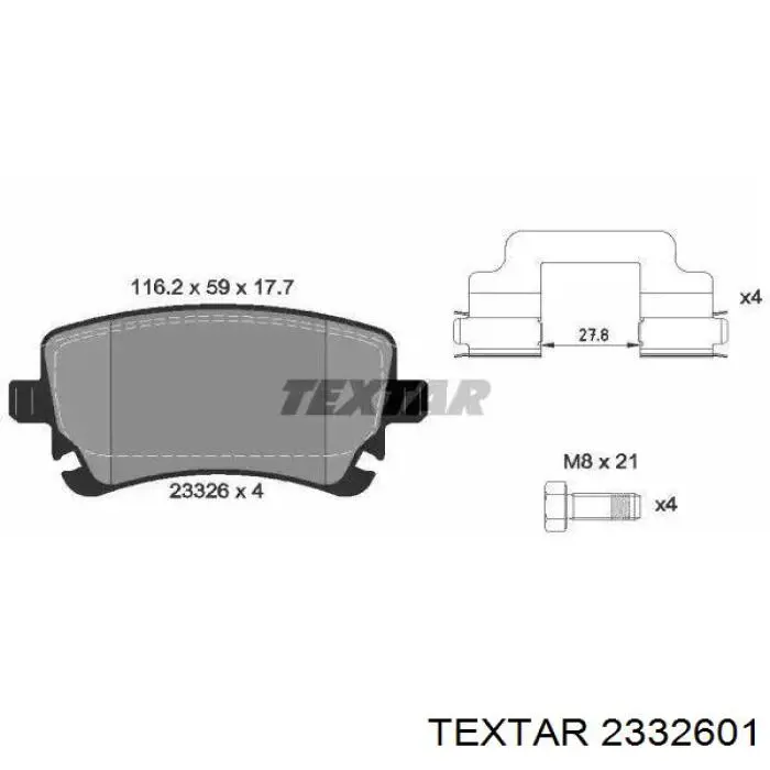 Купити 2332601 Textar Задні колодки