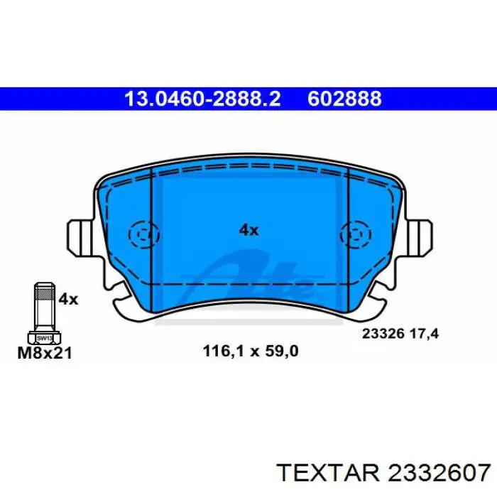 Задні гальмівні колодки Textar 2332607 ціна, від 30.40 USD