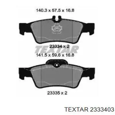 Задні гальмівні колодки 2333403 Textar