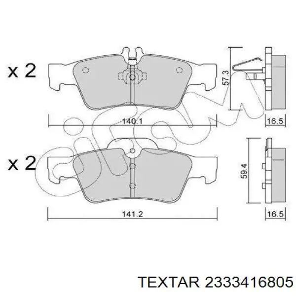 2333416805 Textar Колодки гальмівні задні, дискові