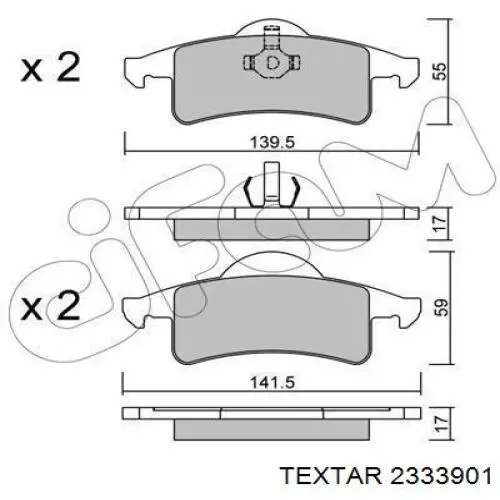 Купити 2333901 Textar Задні колодки