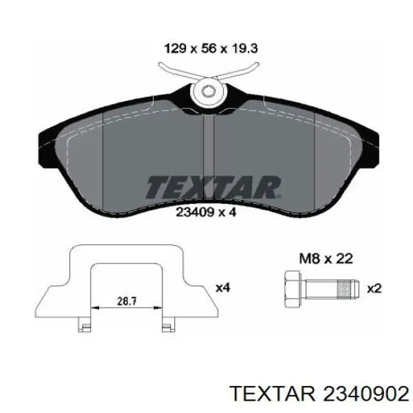 Колодки гальмівні передні, дискові 2340902 Textar