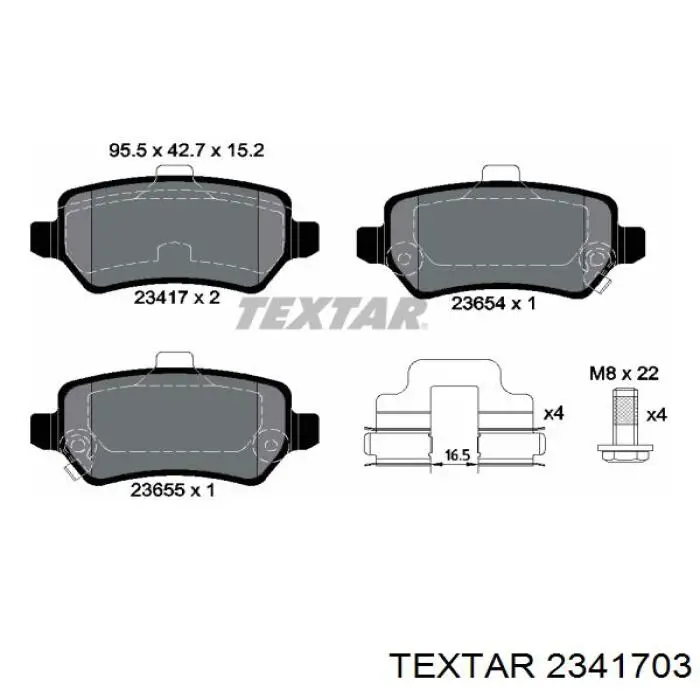 2341703 Textar колодки гальмові задні, дискові