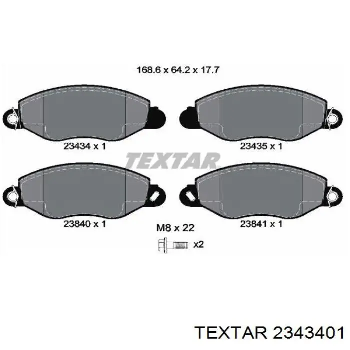 2343401 Textar колодки гальмівні передні, дискові