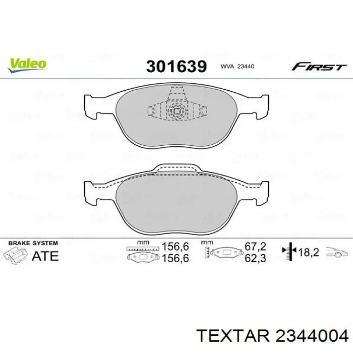 Купити 2344004 Textar Колодки гальмівні передні, дискові