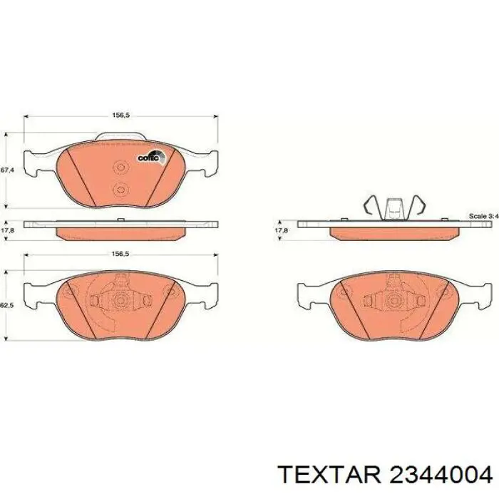 Передні тормозні колодки 2344004 Textar