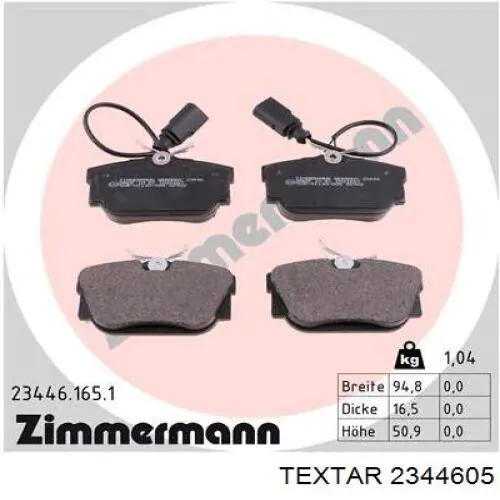 Задні гальмівні колодки Textar 2344605 ціна, від 17.56 USD