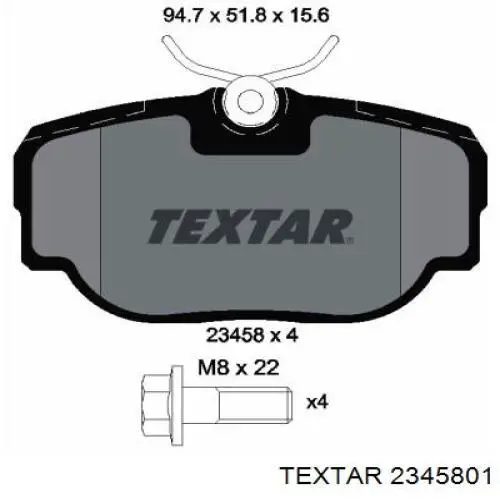 2345801 Textar колодки гальмові задні, дискові