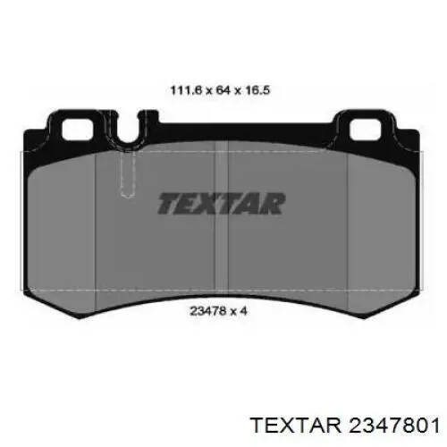 2347801 Textar колодки гальмові задні, дискові