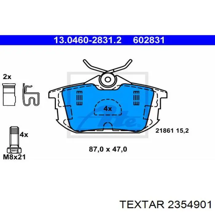 2354901 Textar Колодки гальмівні задні, дискові
