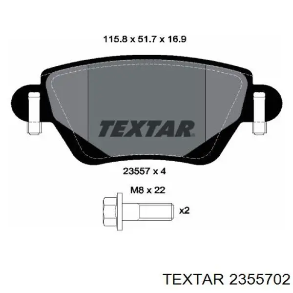 Колодки гальмові задні, дискові 2355702 Textar