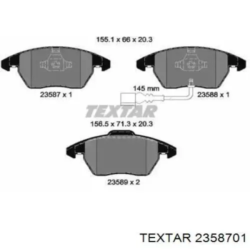 Купити 2358701 Textar Колодки гальмівні передні, дискові