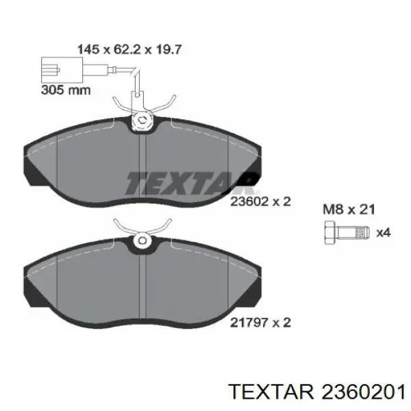 2360201 Textar колодки гальмівні передні, дискові