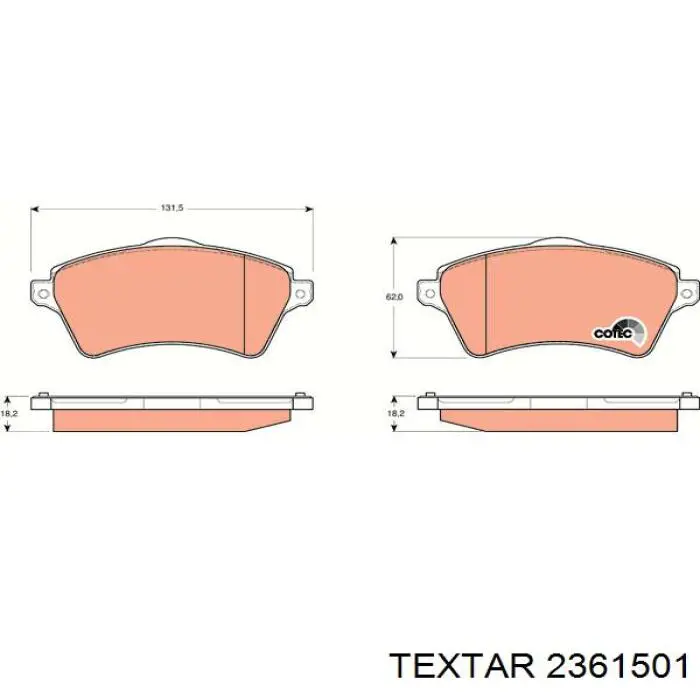 Купити 2361501 Textar Колодки гальмівні передні, дискові