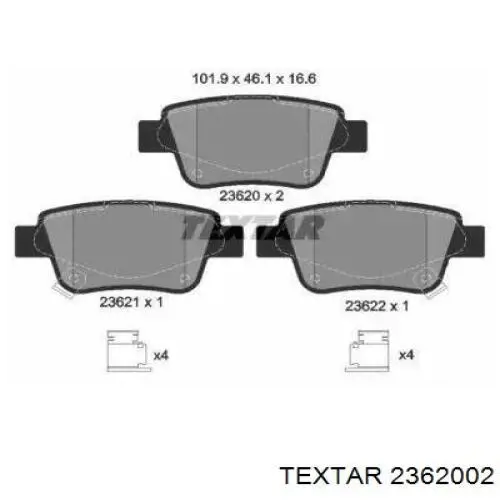 Задні гальмівні колодки 2362002 Textar