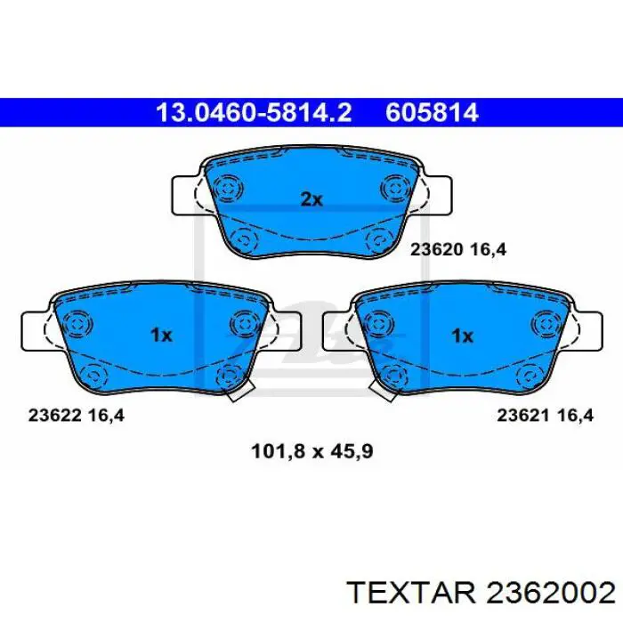 Задні гальмівні колодки Textar 2362002 ціна, від 16.91 USD