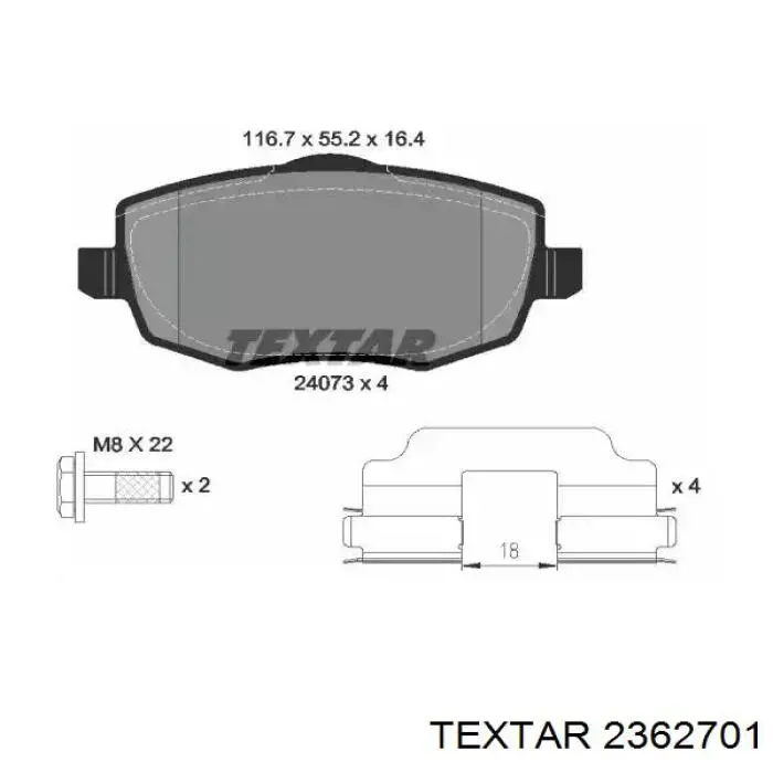 Купити 2362701 Textar Задні колодки
