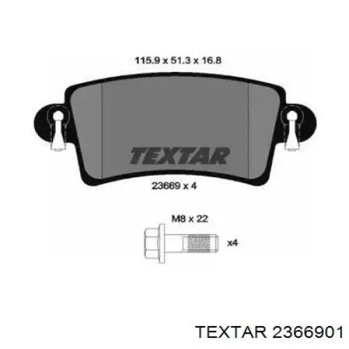 Задні гальмівні колодки Textar 2366901 ціна, від 16.10 USD