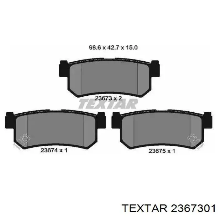 Купити 2367301 Textar Задні колодки