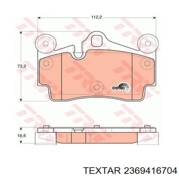 Задні гальмівні колодки 2369416704 Textar