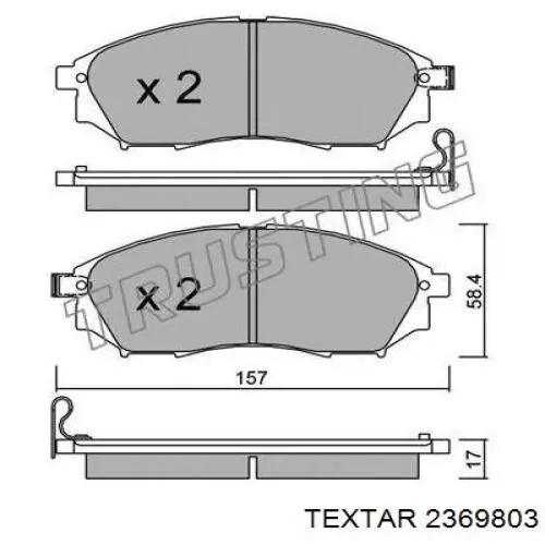 Передні тормозні колодки 2369803 Textar